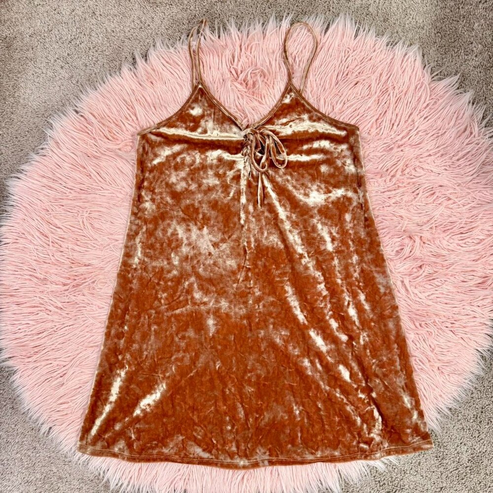 Forever 21 Orange/Dark tan Velvet Mini Dress